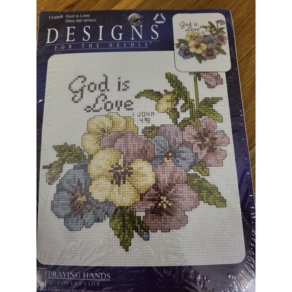 Designs for the Needle 114908 God is Love Cross Stitch Kit 8"x8" Praying Hands - Picture 6 of 8
